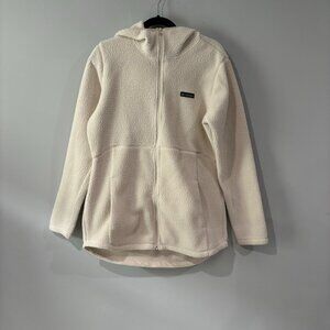 Columbia Hooded Cream Sherpa Fleece Jacket Size L